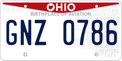 OH license plate GNZ0786
