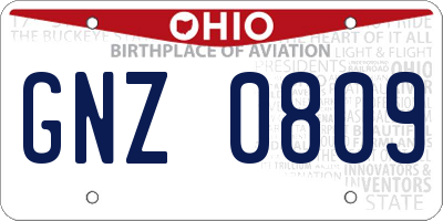OH license plate GNZ0809