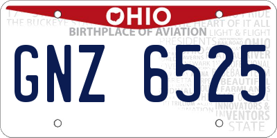 OH license plate GNZ6525