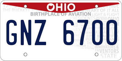 OH license plate GNZ6700