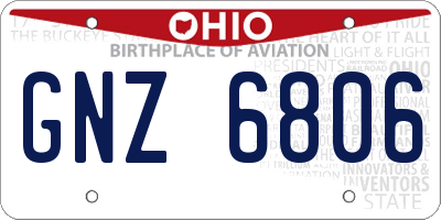OH license plate GNZ6806