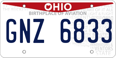 OH license plate GNZ6833