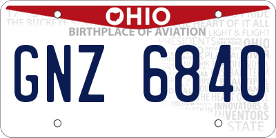 OH license plate GNZ6840