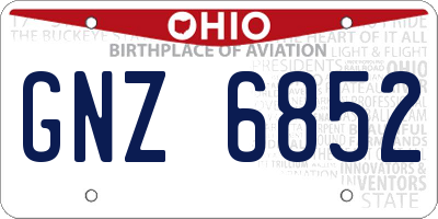 OH license plate GNZ6852