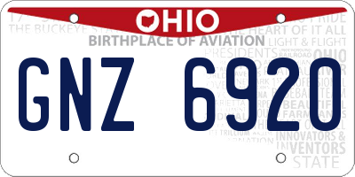 OH license plate GNZ6920