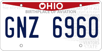 OH license plate GNZ6960