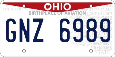 OH license plate GNZ6989