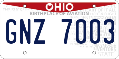 OH license plate GNZ7003