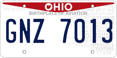 OH license plate GNZ7013