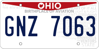 OH license plate GNZ7063