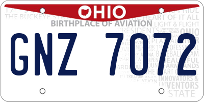 OH license plate GNZ7072