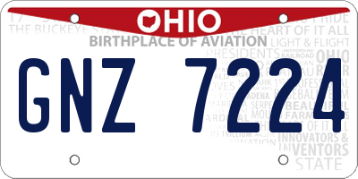 OH license plate GNZ7224