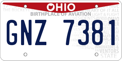 OH license plate GNZ7381