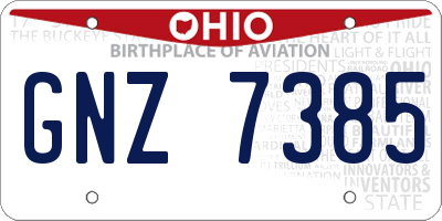 OH license plate GNZ7385