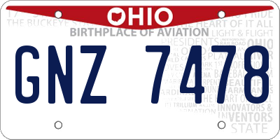OH license plate GNZ7478