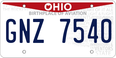 OH license plate GNZ7540