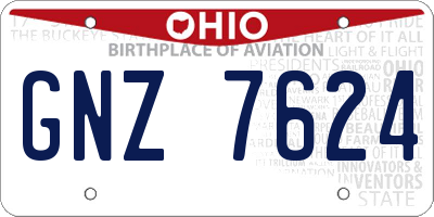OH license plate GNZ7624