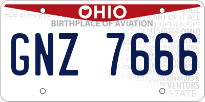 OH license plate GNZ7666