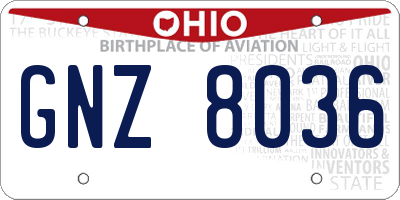 OH license plate GNZ8036