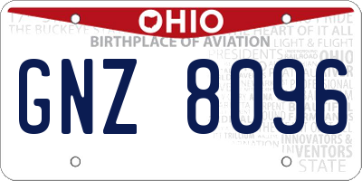 OH license plate GNZ8096