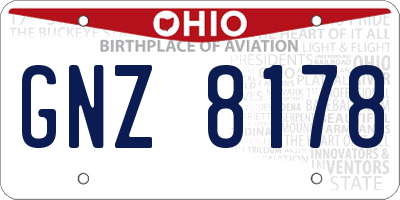 OH license plate GNZ8178