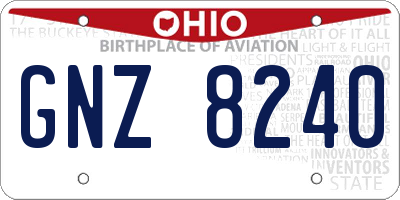 OH license plate GNZ8240
