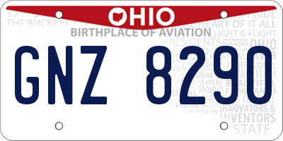 OH license plate GNZ8290