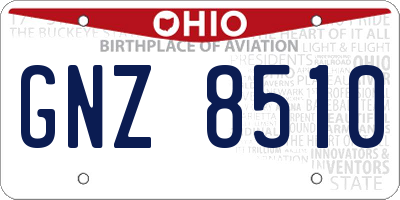 OH license plate GNZ8510