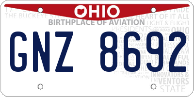 OH license plate GNZ8692