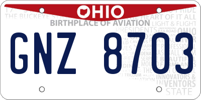 OH license plate GNZ8703
