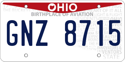 OH license plate GNZ8715