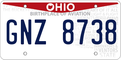 OH license plate GNZ8738