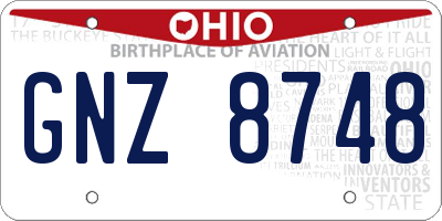 OH license plate GNZ8748