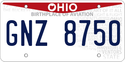 OH license plate GNZ8750
