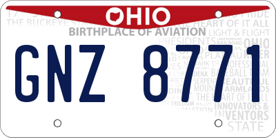 OH license plate GNZ8771