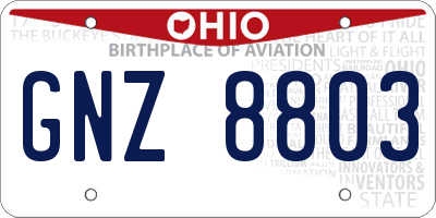 OH license plate GNZ8803