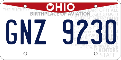OH license plate GNZ9230