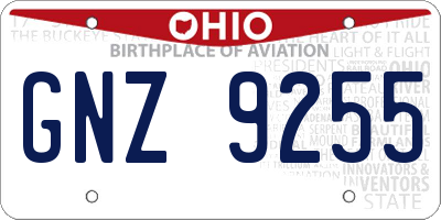 OH license plate GNZ9255