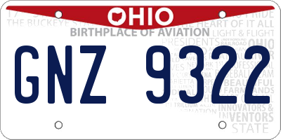 OH license plate GNZ9322