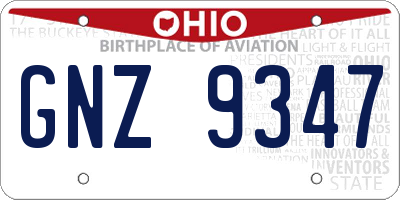OH license plate GNZ9347