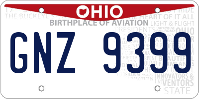 OH license plate GNZ9399