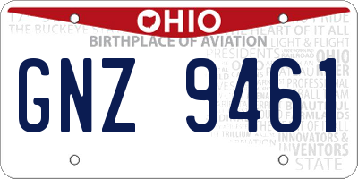 OH license plate GNZ9461