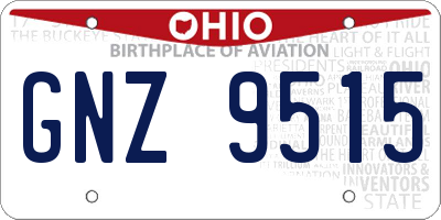 OH license plate GNZ9515