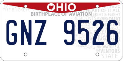 OH license plate GNZ9526