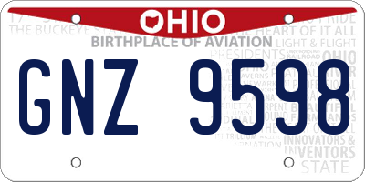 OH license plate GNZ9598