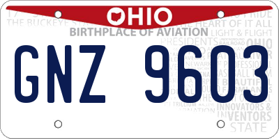 OH license plate GNZ9603
