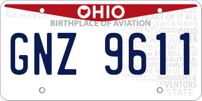 OH license plate GNZ9611