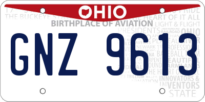 OH license plate GNZ9613