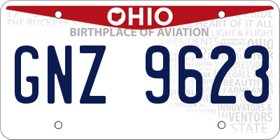 OH license plate GNZ9623