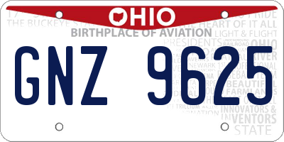 OH license plate GNZ9625